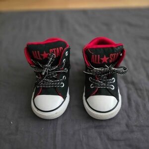 Converse Black and Red High-Top Sneakers